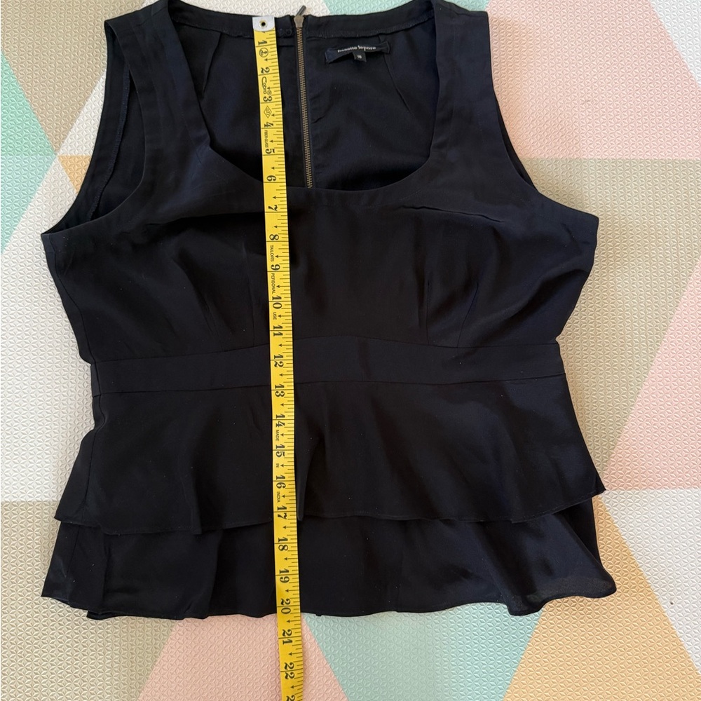 Nanette Lepore Black Sleeveless Peplum Ruffle Silk Top Size 10 - Picture 7 of 9